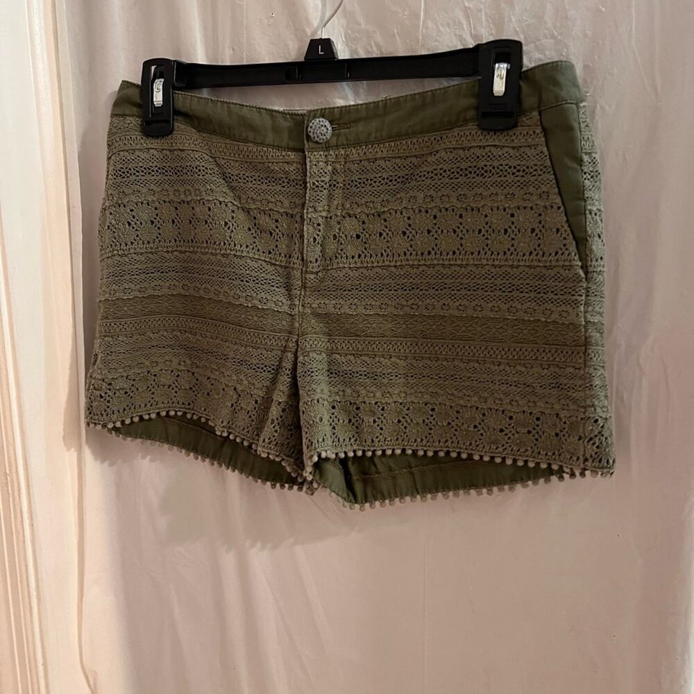 Daughters of the liberation Anthropologie green boho crochet shorts size 2 - Picture 2 of 8